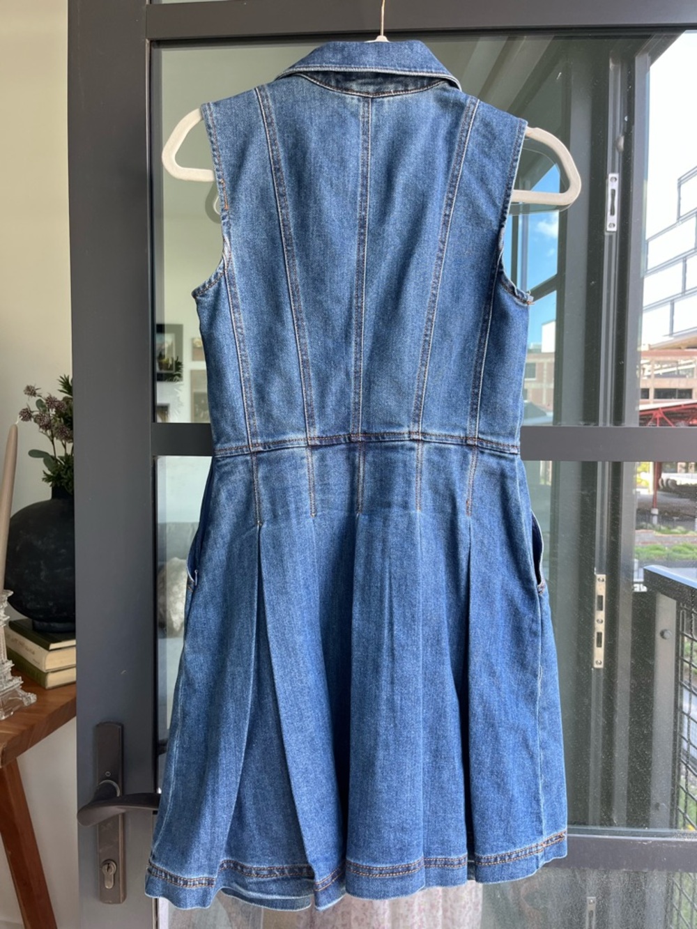 NWT Reformation Arella Denim Pleated Mini Dress - Picture 5 of 6